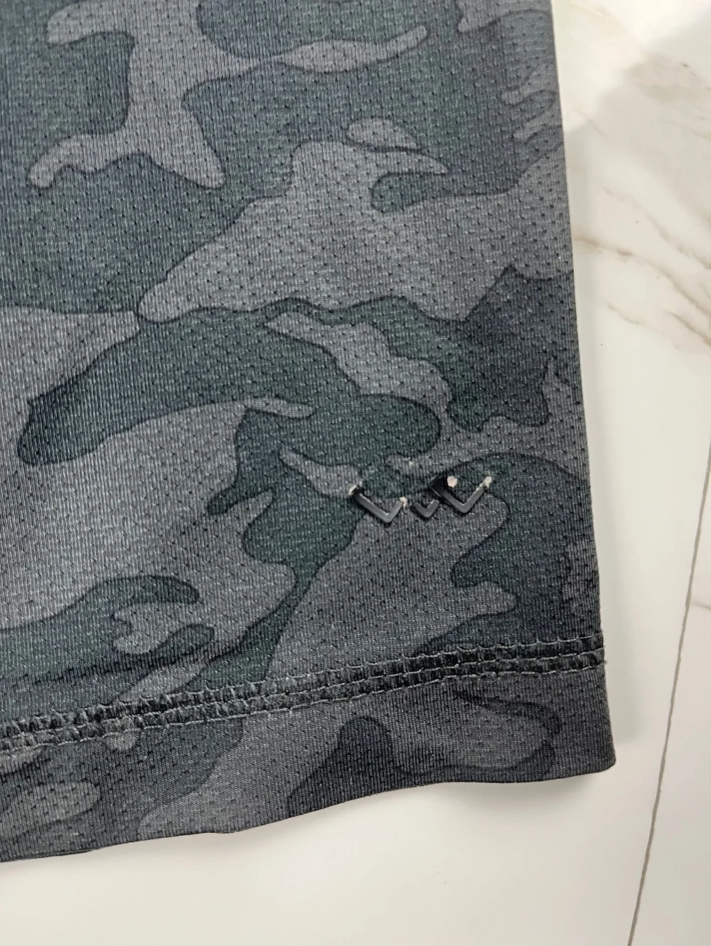 Men's Black and Gray Camouflage Athletic Shorts with Drawstr